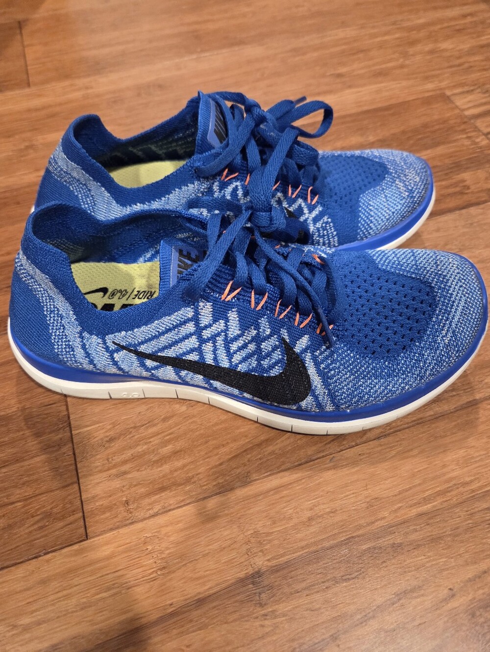 Nike Free 4.0 Flyknit Running Shoes Women's Size 6 Racer Blue 717076-406